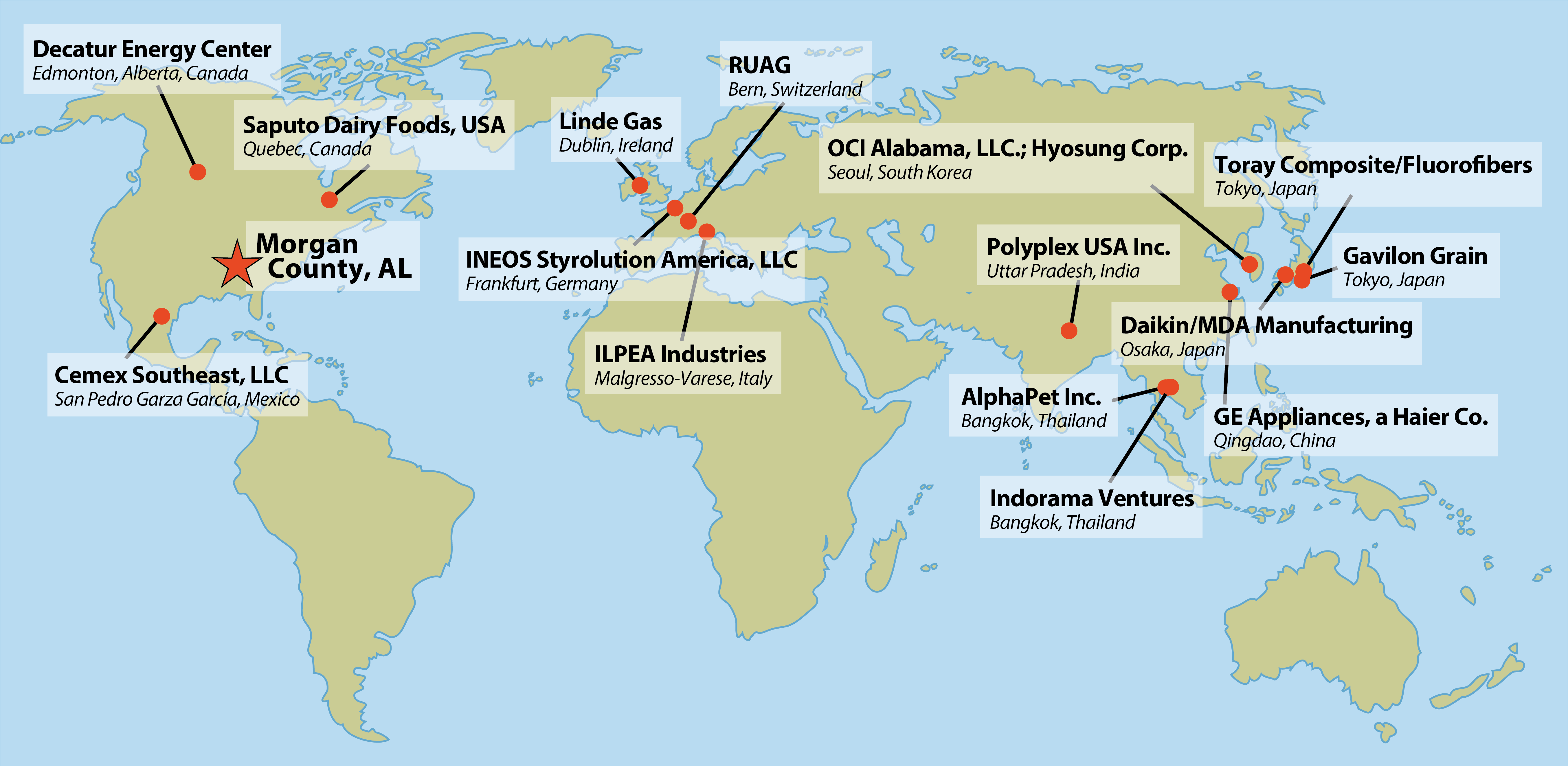 International Companies located in Decatur Hartselle Morgan County Alabama  Existing Industries Morgan County Economic Development Association